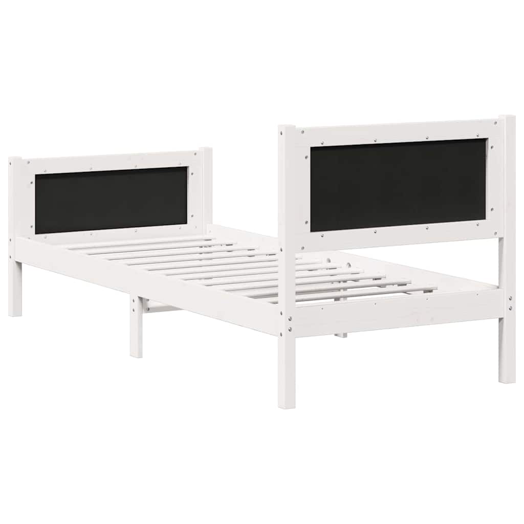 Bed Frame with Headboard Light Grey 75 x 190 cm Solid Pine Wood